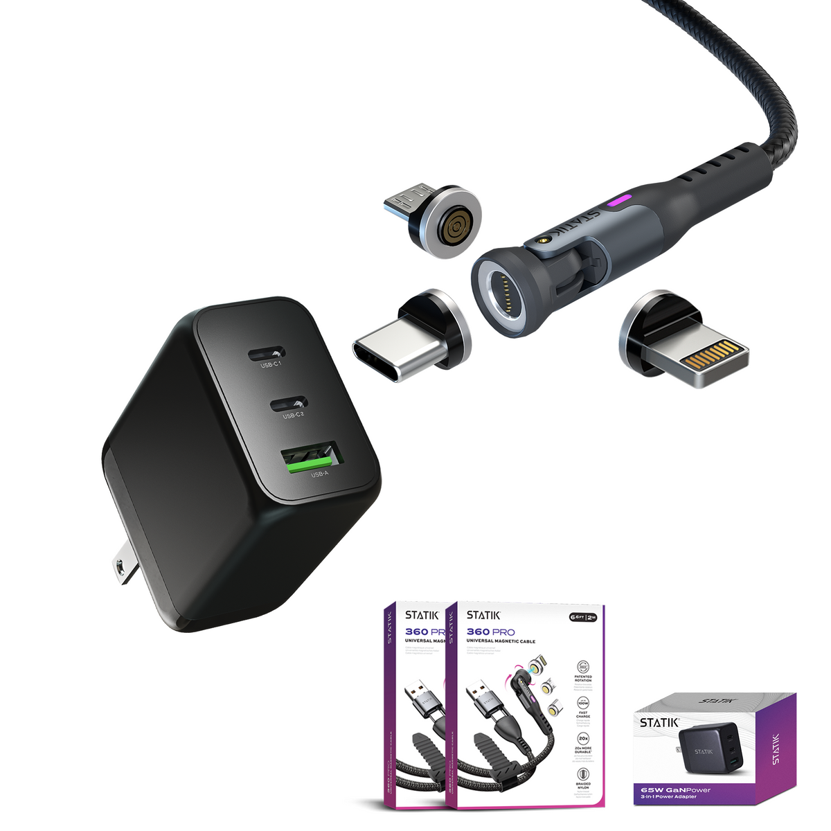 STATIK Turbo Pro Bundle | 2x STATIK 360 Pro + 65W GaN Charger