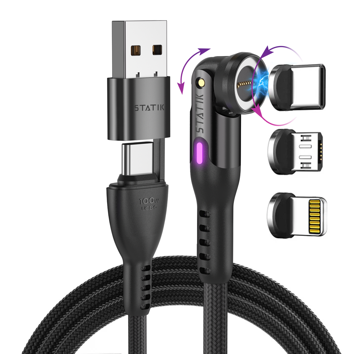 Statik® 360 Pro 2.0 | 2nd Gen 100W Universal Charge & Data Cable