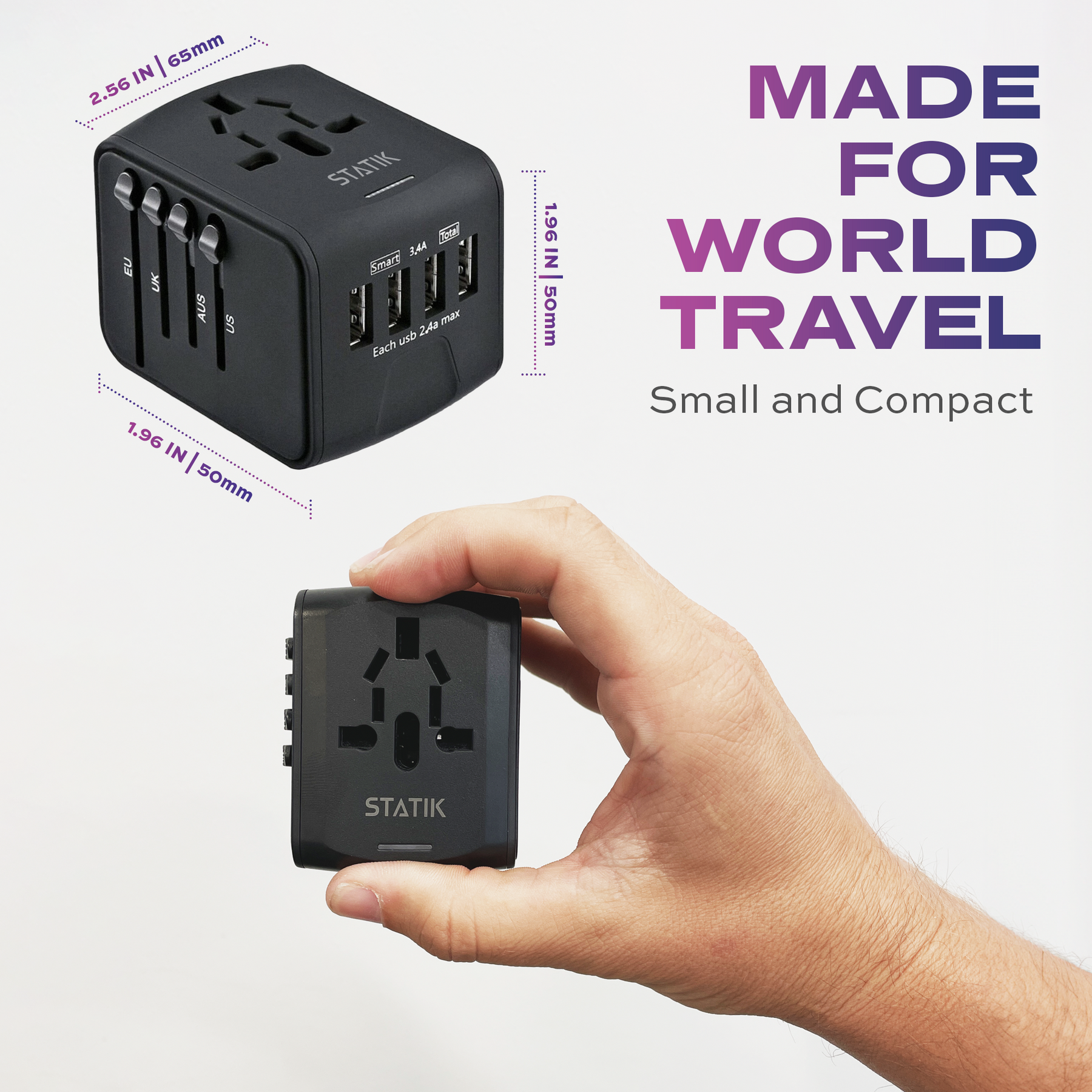 GloboCharge™ 12W | Universal Travel Adapter | Worldwide Power Plug Adapter