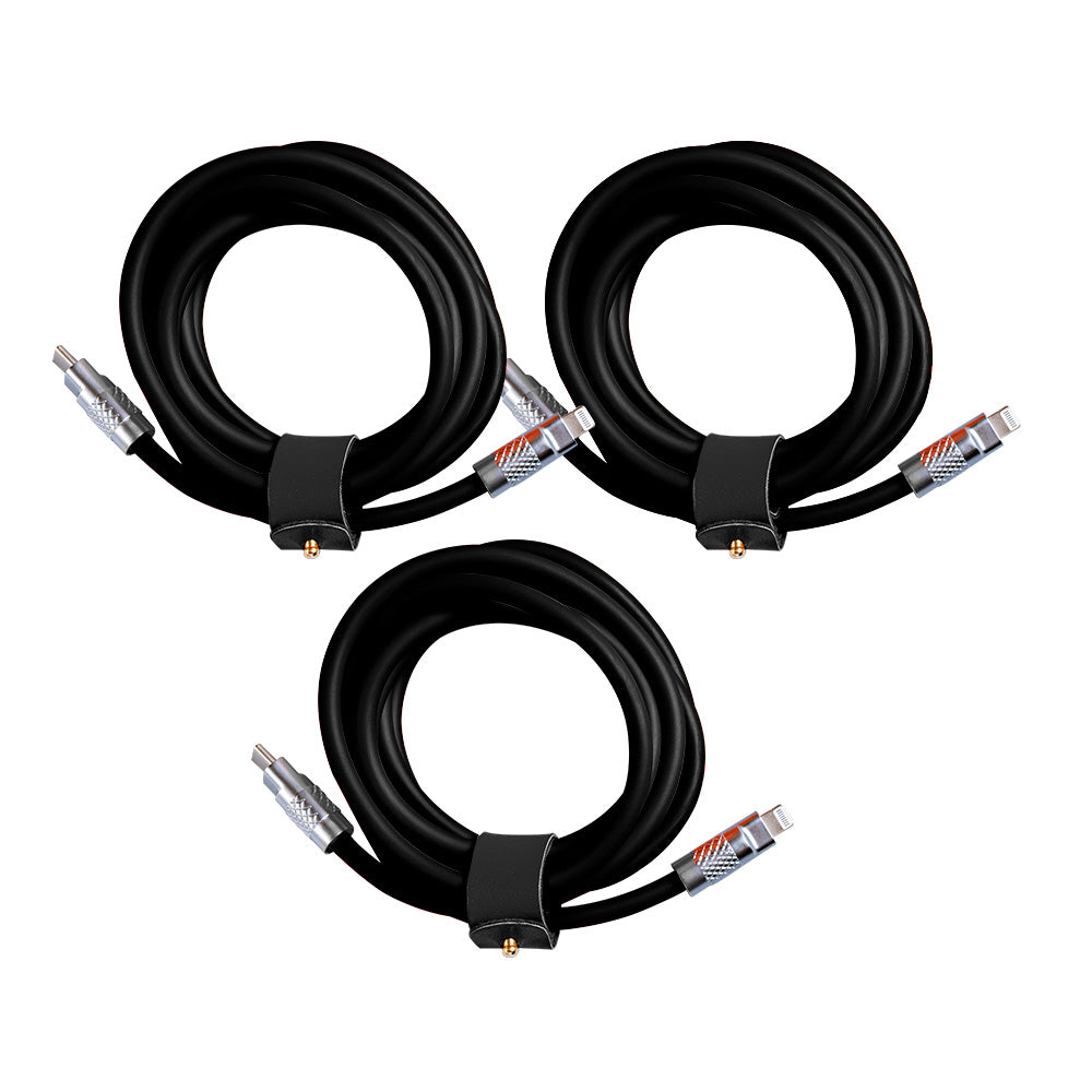 3 Pack TsumoCharge® | 100W Silicone Charging Cable | Black | Multipack
