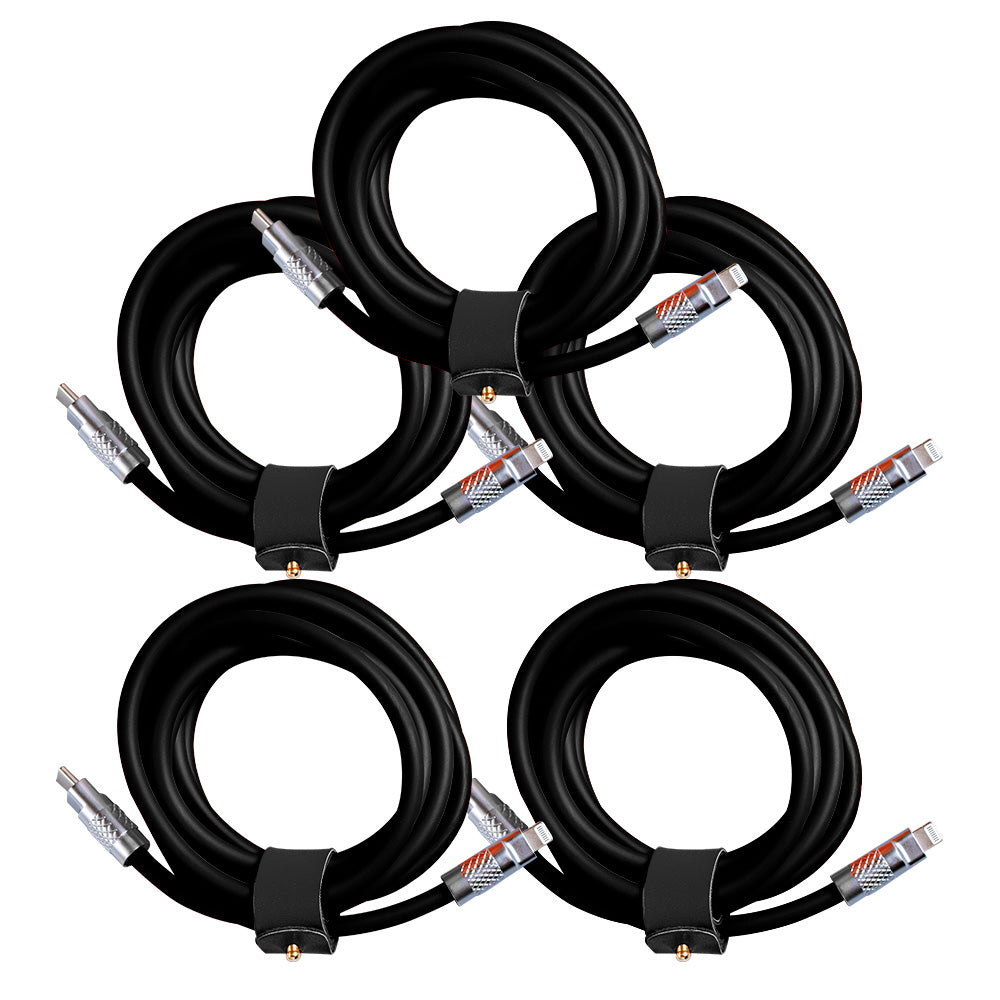 5 Pack TsumoCharge® | 100W Silicone Charging Cable | Black | Multipack