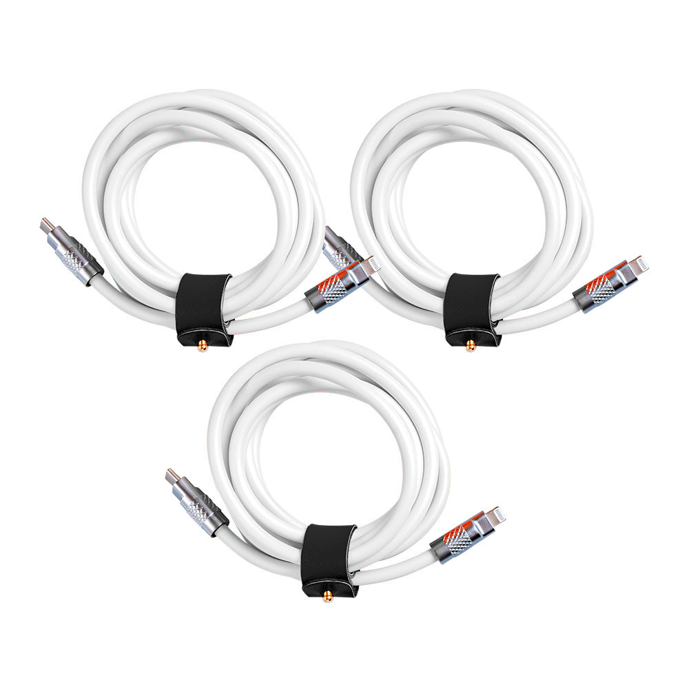 3 Pack TsumoCharge® | 100W Silicone Charging Cable | White | Multipack