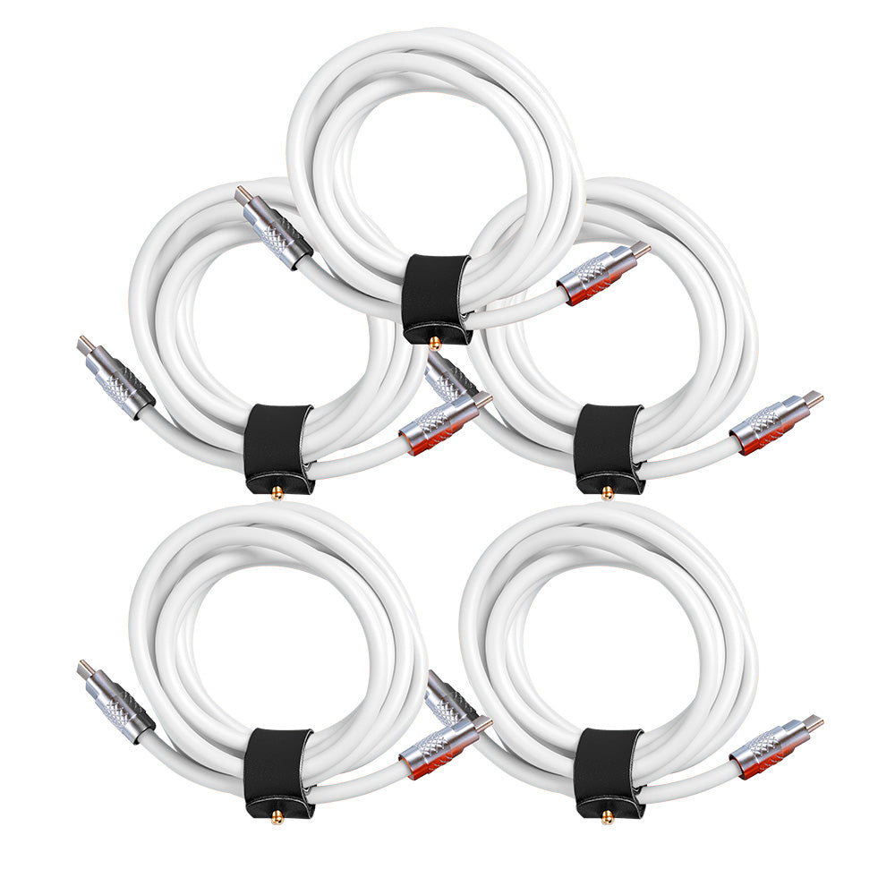 5 Pack TsumoCharge® | 100W Silicone Charging Cable | White | Multipack