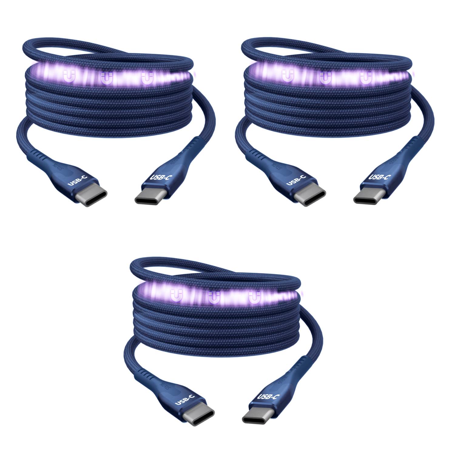 3 Pack MagStack® Pro | Fast Charging Tangle-Free Magnetic Nylon | Data Transfer | Multipack