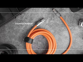 ツモチャージ | 100W シリコン充電ケーブル |オレンジ
