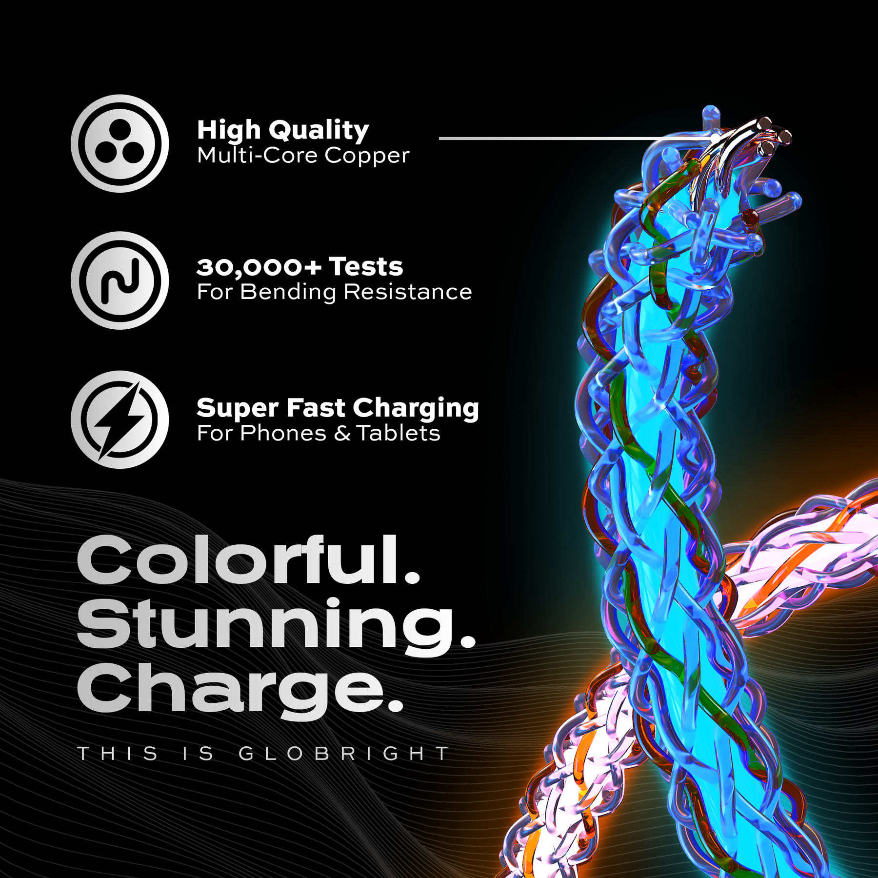 GloBright geflochtenes LED-Kabel | 100W BlitzCharge | USB-C
