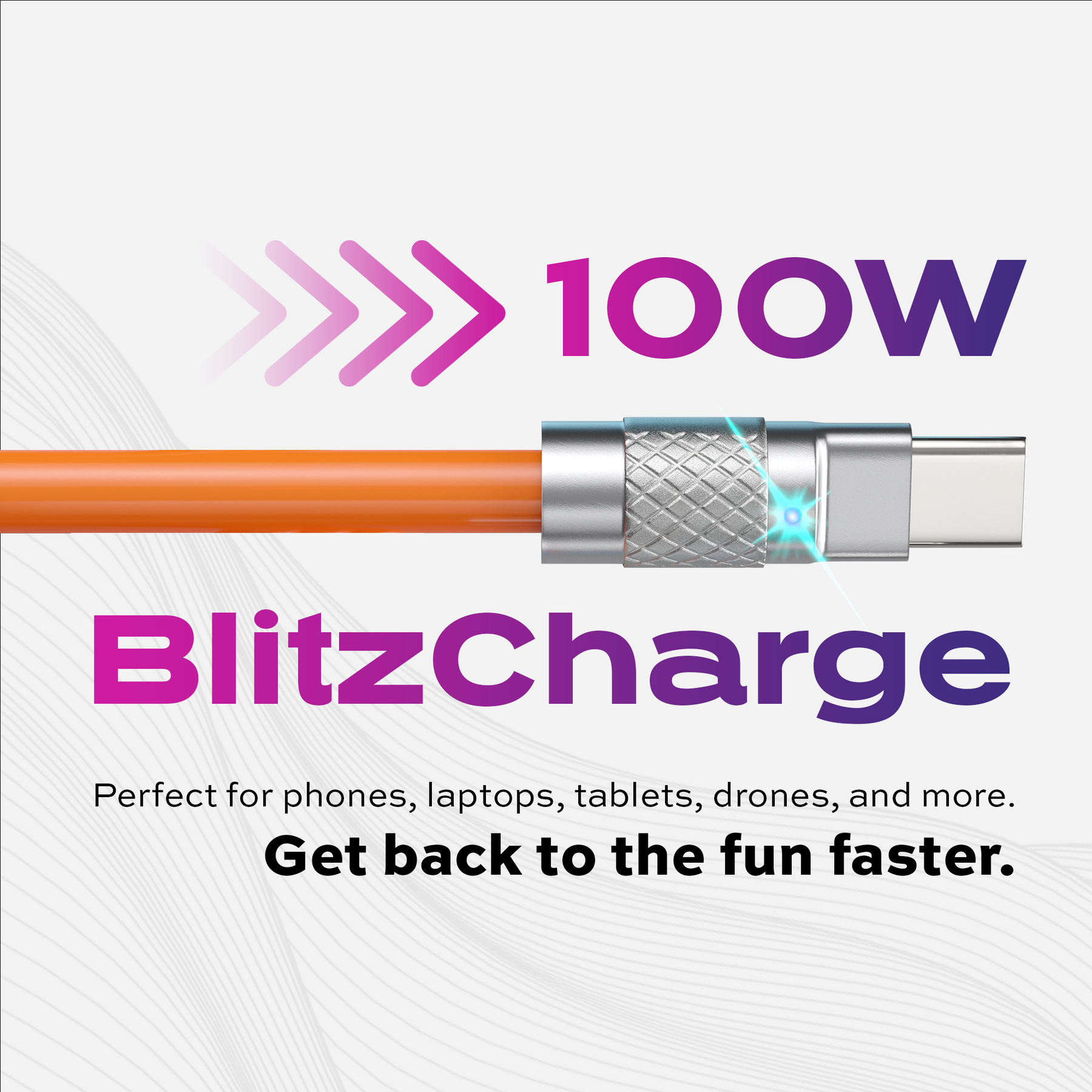 <tc>TsumoCharge™ | Câble de charge en silicone 100 W | Orange</tc>