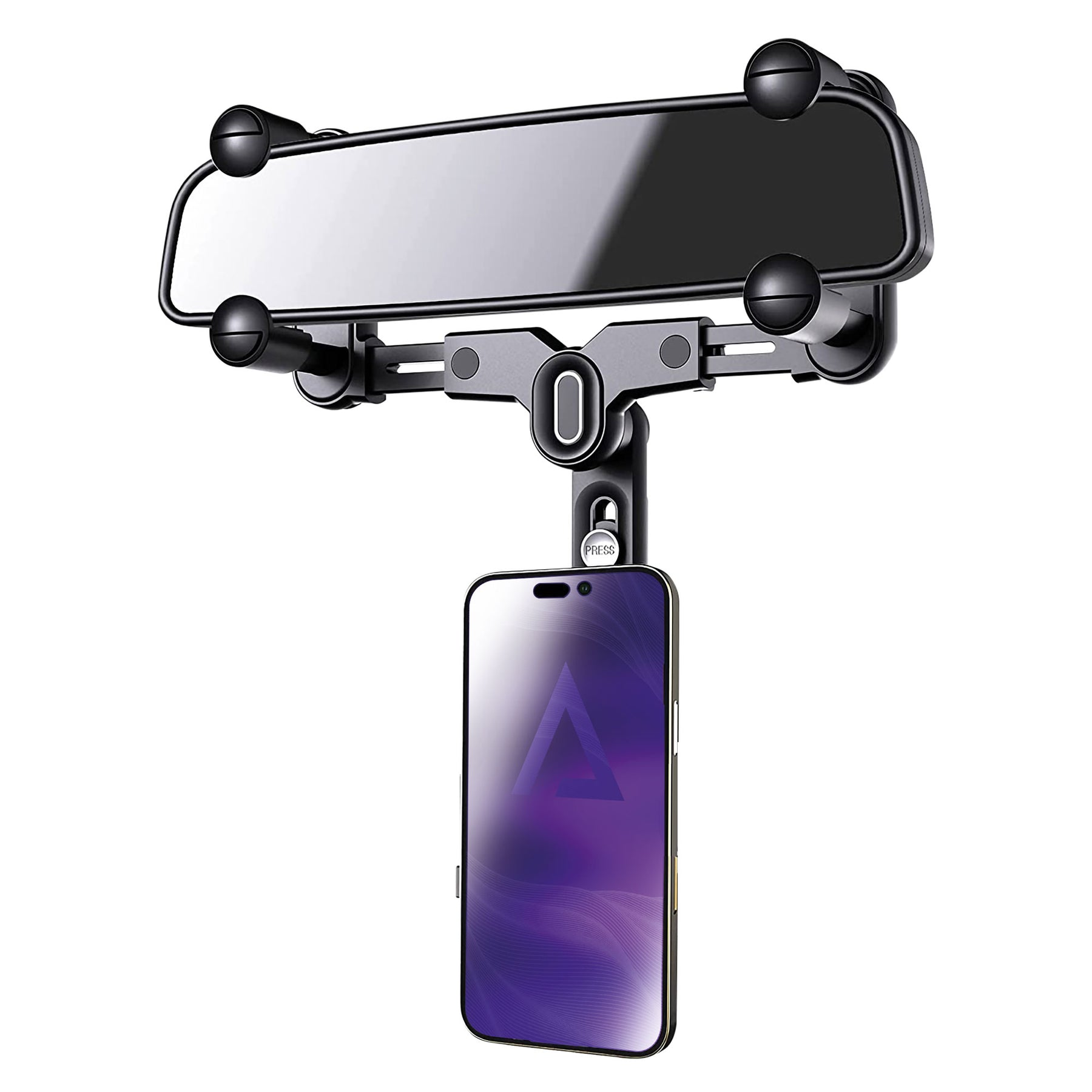 HyperMount Rear View | Phone Mount |  360 Rotation, Retractable & Adjustable
